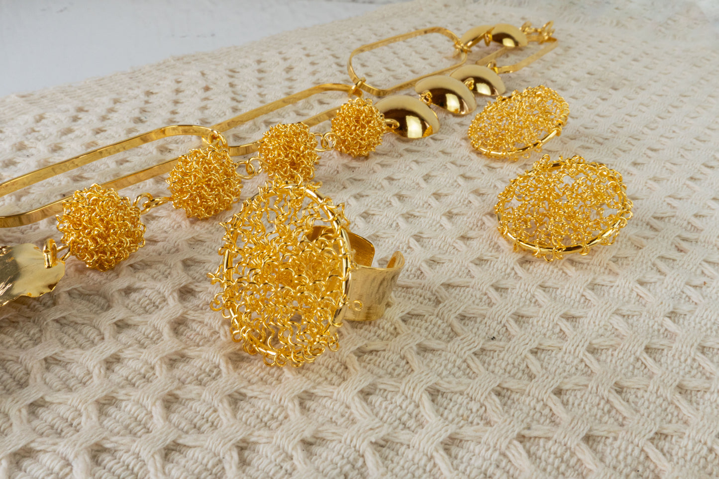 Split Set - necklace, earrings, and ring