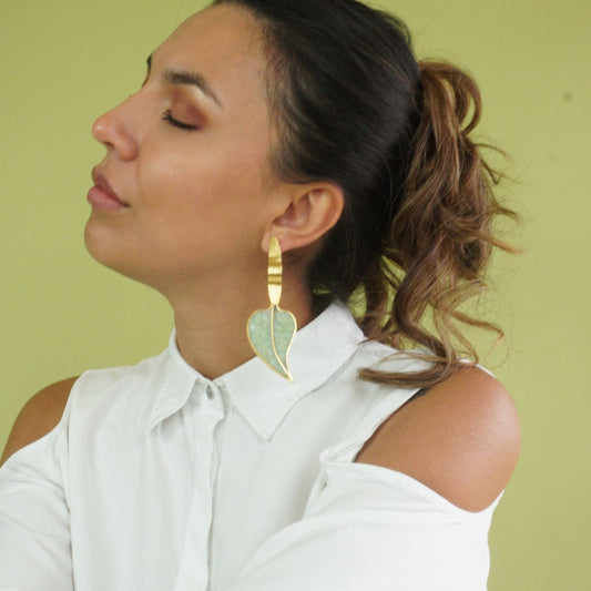 Aretes hoja Verde