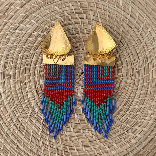 Long peacock earrings