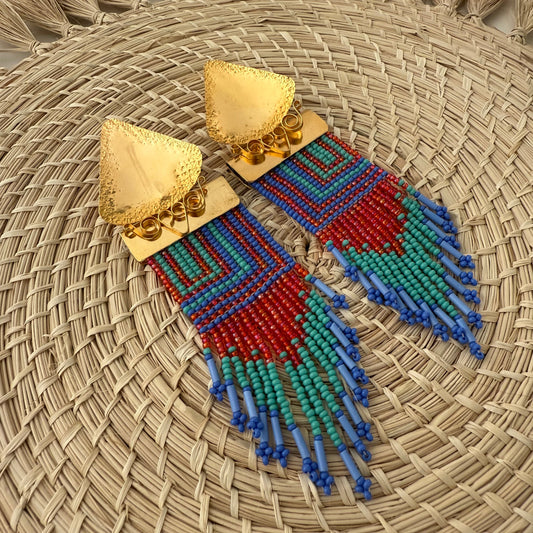 Long peacock earrings