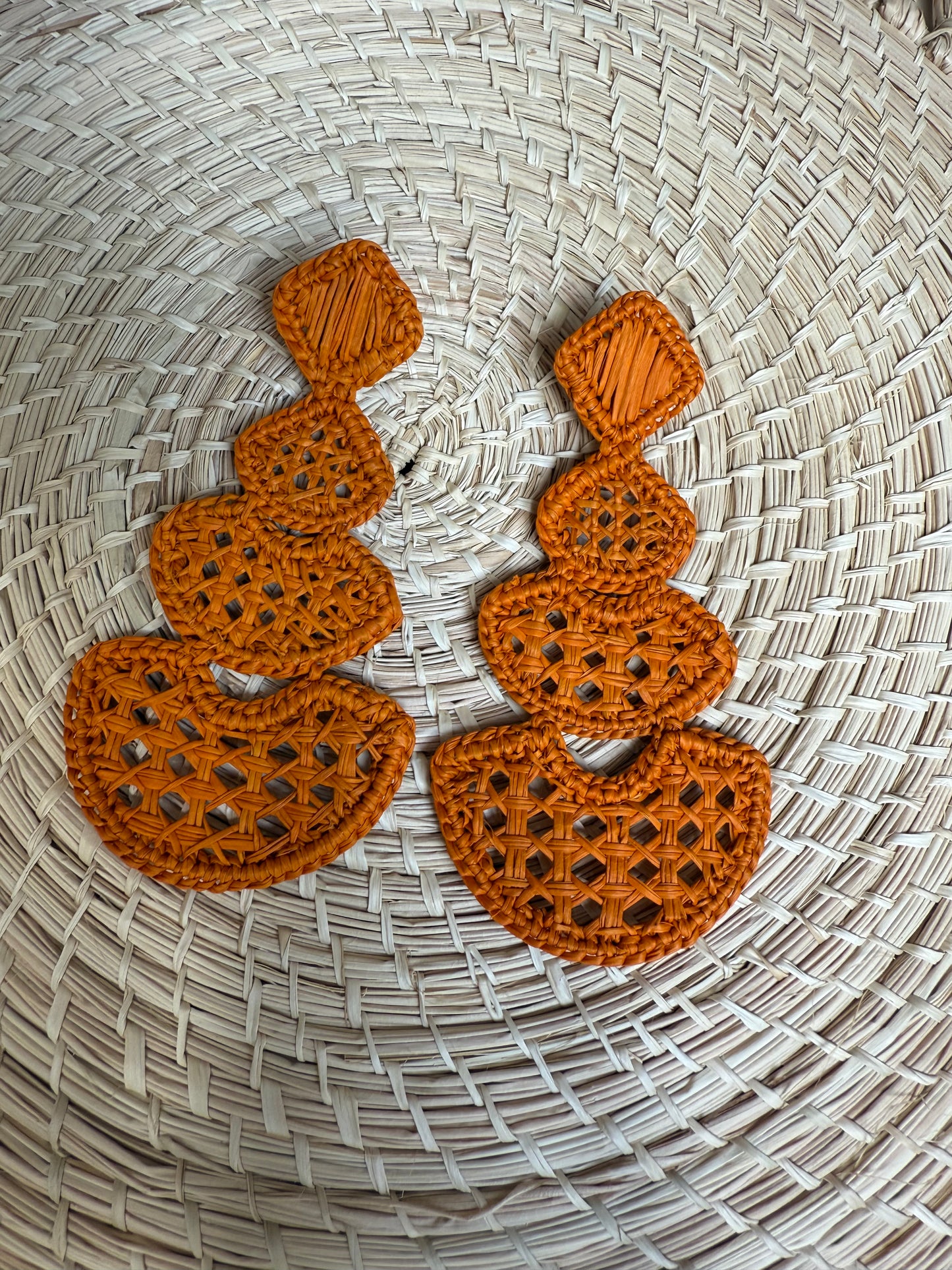 Orange woven earrings