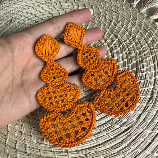Orange woven earrings