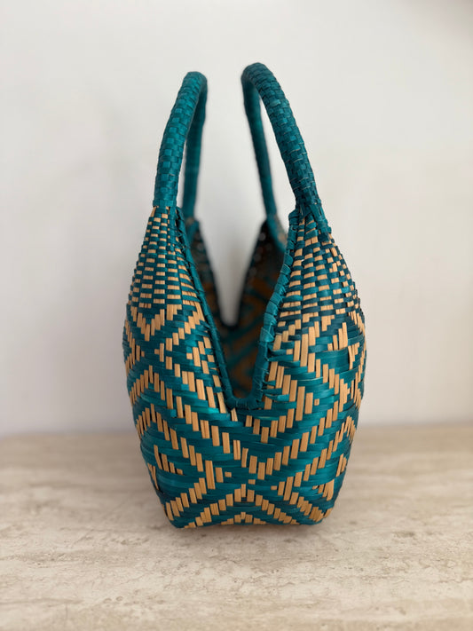 Green palm woven bag