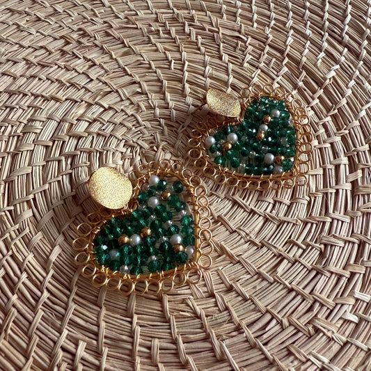 Green Heart Earrings