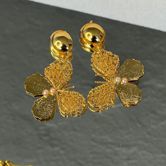 Aretes Mariposa 2 Perlas