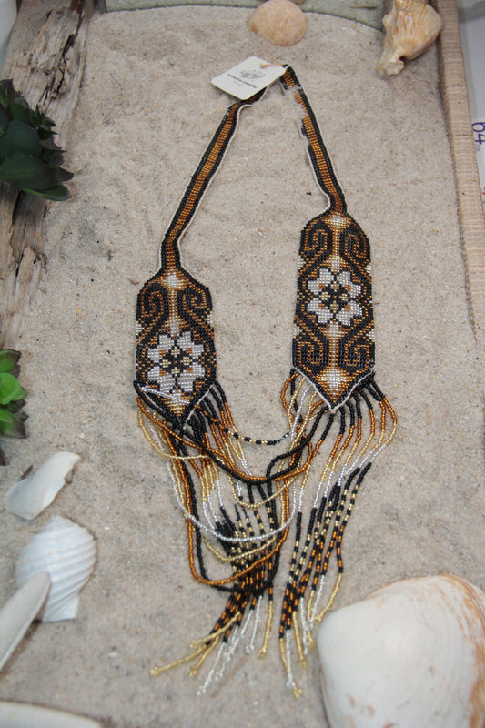 Coffee-colored woven necklace