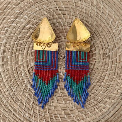 Long peacock earrings