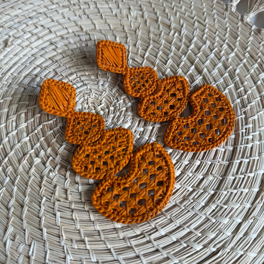 Orange woven earrings