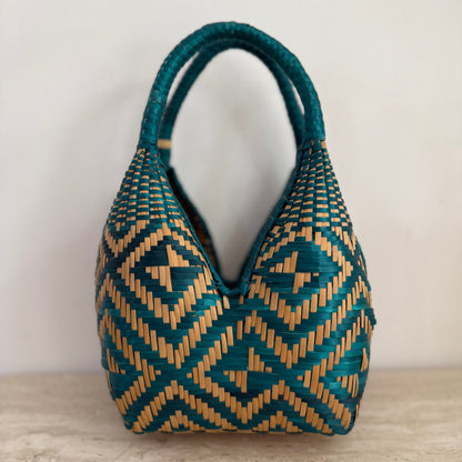 Green palm woven bag