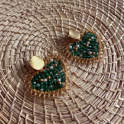 Green Heart Earrings
