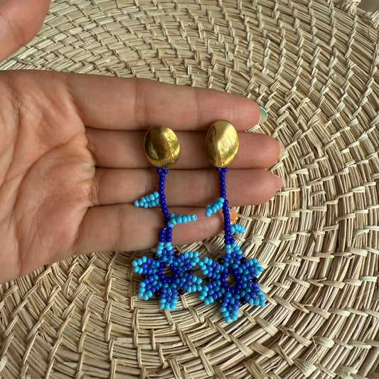 Blue flower earrings