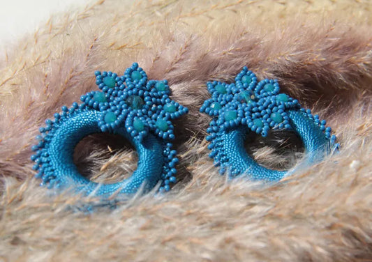 Blue Woven Earrings